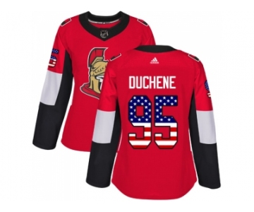 Women Adidas Ottawa Senators #95 Matt Duchene Red Home Authentic USA Flag Stitched NHL Jersey