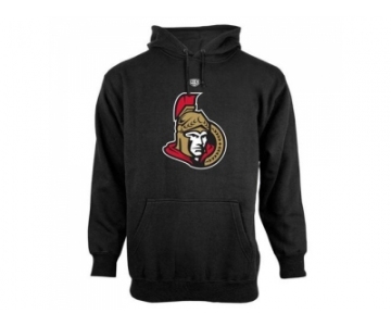 Ottawa Senators Old Time Hockey Black Big Logo with Crest Pullover Hoodie