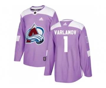 Men Adidas Colorado Avalanche #1 Semyon Varlamov Purple Authentic Fights Cancer Stitched NHL Jersey