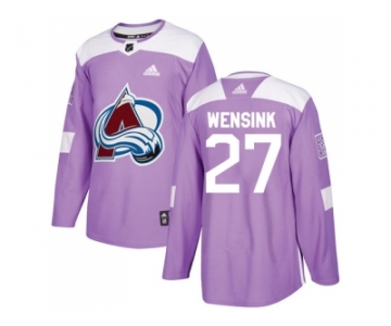 Men Adidas Colorado Avalanche #27 John Wensink Purple Authentic Fights Cancer Stitched NHL Jersey