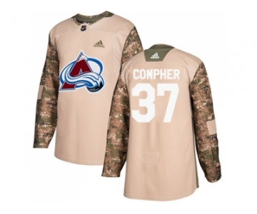 Men Adidas Colorado Avalanche #37 J.T. Compher Camo Authentic 2017 Veterans Day Stitched NHL Jersey