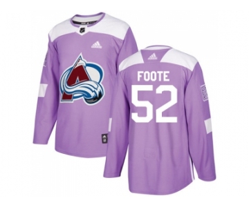 Men Adidas Colorado Avalanche #52 Adam Foote Purple Authentic Fights Cancer Stitched NHL Jersey