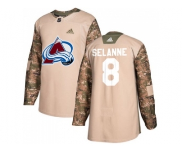 Men Adidas Colorado Avalanche #8 Teemu Selanne Camo Authentic 2017 Veterans Day Stitched NHL Jersey