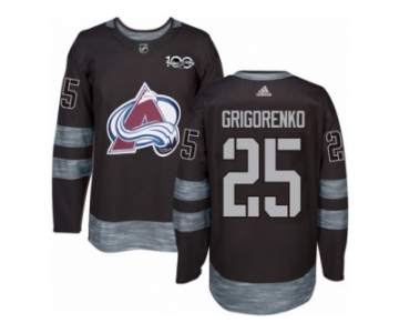 Men's Adidas Colorado Avalanche #25 Mikhail Grigorenko Authentic Black 1917-2017 100th Anniversary NHL Jersey