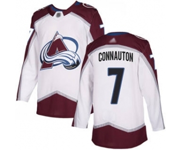Men's Avalanche #7 Kevin Connauton White Road Authentic Stitched Hockey Jersey