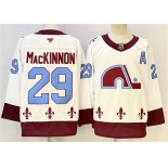 Men's Colorado Avalanche #29 Nathan MacKinnon White 2024-25 With A Patch Stitched Hockey