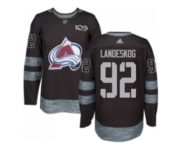 Men's Colorado Avalanche #92 Gabriel Landeskog Black 1917-2017 100th Anniversary Stitched NHL Jersey