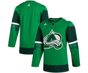 Men's Colorado Avalanche Blank 2020 St. Patrick's Day Stitched Hockey Jersey Green