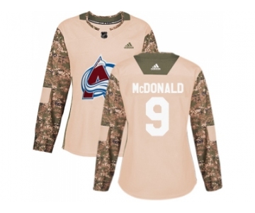 Women Adidas Colorado Avalanche #9 Lanny McDonald Camo Authentic 2017 Veterans Day Stitched NHL Jersey