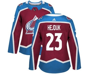 Women's Colorado Avalanche #23 Milan Hejduk Adidas Authentic Burgundy Home Jersey