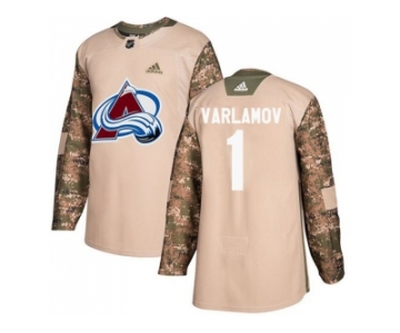 Youth Adidas Colorado Avalanche #1 Semyon Varlamov Camo Authentic 2017 Veterans Day Stitched NHL Jersey