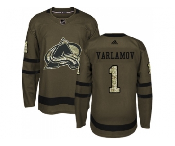 Youth Adidas Colorado Avalanche #1 Semyon Varlamov Green Salute to Service Stitched NHL Jersey