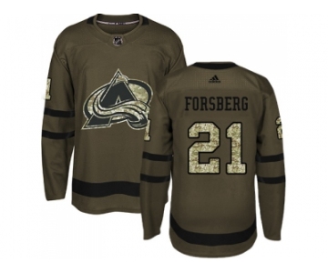 Youth Adidas Colorado Avalanche #21 Peter Forsberg Green Salute to Service Stitched NHL Jersey
