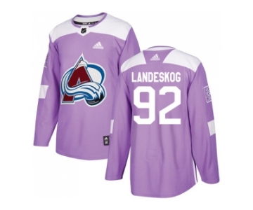 Youth Adidas Colorado Avalanche #92 Gabriel Landeskog Purple Authentic Fights Cancer Stitched NHL Jersey