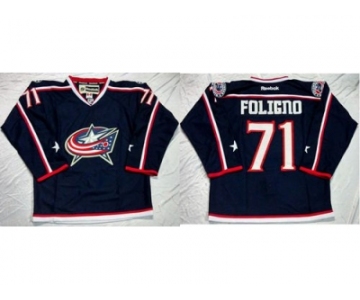 Columbus Blue Jackets #71 Nick Foligno Navy Blue Home Stitched NHL Jersey