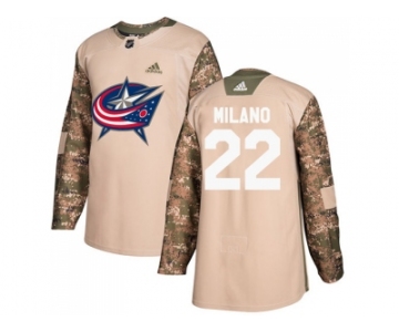 Men Adidas Columbus Blue Jackets #22 Sonny Milano Camo Authentic 2017 Veterans Day Stitched NHL Jersey