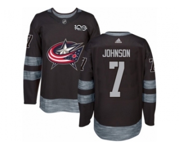 Men Adidas Columbus Blue Jackets #7 Jack Johnson Authentic Black 1917-2017 100th Anniversary NHL Jersey