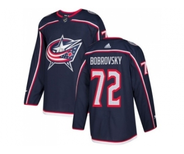 Men Adidas Columbus Blue Jackets #72 Sergei Bobrovsky Navy Blue Home Authentic Stitched NHL Jersey