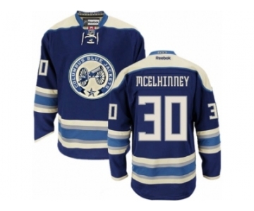 Men Reebok Columbus Blue Jackets #30 Curtis McElhinney Authentic Navy Blue Third NHL Jersey