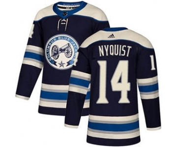 Men's Blue Jackets #14 Gustav Nyquist Navy Alternate Authentic Stitched Hockey Jersey