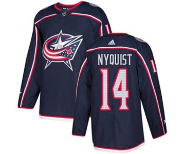 Men's Blue Jackets #14 Gustav Nyquist Navy Blue Home Authentic Stitched Hockey Jersey