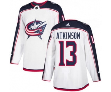 Men's Columbus Blue Jackets #13 Cam Atkinson White Road Stitched Hockey Jersey