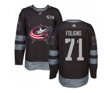 Men's Columbus Blue Jackets #71 Nick Foligno Black 1917-2017 100th Anniversary Stitched NHL Jersey