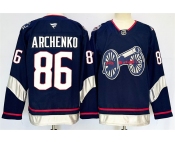 Men's Columbus Blue Jackets #86 Kirill Marchenko Navy 2024-25 With C Patch Stitched Hockey Jersey