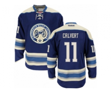 Men's Reebok Columbus Blue Jackets #11 Matt Calvert Authentic Navy Blue Third NHL Jersey