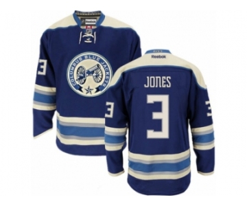 Men's Reebok Columbus Blue Jackets #3 Seth Jones Authentic Navy Blue Third NHL Jersey