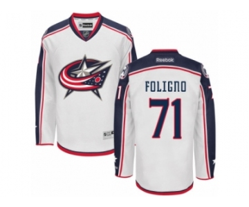 Men's Reebok Columbus Blue Jackets #71 Nick Foligno Authentic White Away NHL Jersey