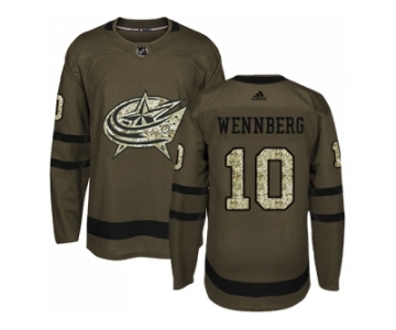 Youth Adidas Columbus Blue Jackets #10 Alexander Wennberg Green Salute to Service Stitched NHL Jersey