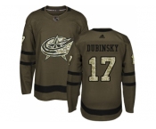 Youth Adidas Columbus Blue Jackets #17 Brandon Dubinsky Green Salute to Service Stitched NHL Jersey