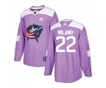 Youth Adidas Columbus Blue Jackets #22 Sonny Milano Purple Authentic Fights Cancer Stitched NHL Jersey