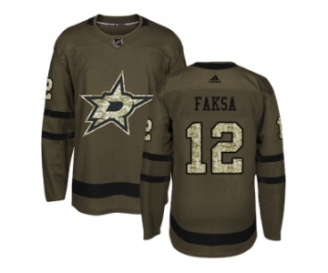 Men Adidas Dallas Stars #12 Radek Faksa Green Salute to Service Stitched NHL Jersey