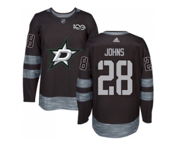Men Adidas Dallas Stars #28 Stephen Johns Black 1917-2017 100th Anniversary Stitched NHL Jers
