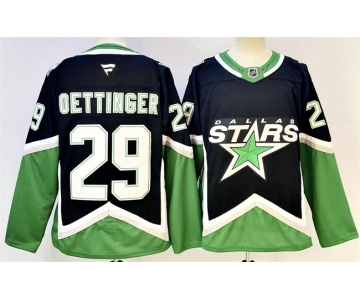 Men's Dallas Stars #29 Jake Oettinger Black 2025-26 Alternate Stitched Hockey Jersey