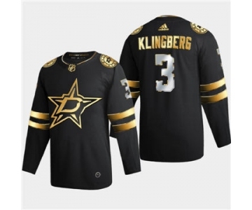 Men's Dallas Stars #3 John Klingberg Black Golden Edition Limited Stitched Hockey Jersey