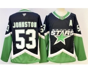 Men's Dallas Stars #53 Wyatt Johnston Black 2025-26 With A Patch Alternate Stitched Hockey Jersey
