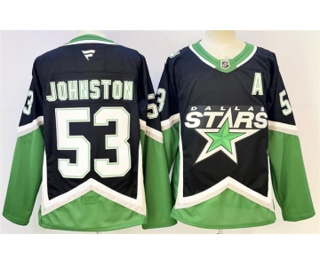 Men's Dallas Stars #53 Wyatt Johnston Black 2025-26 With A Patch Alternate Stitched Hockey Jersey