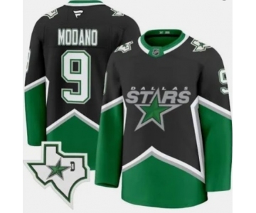 Men's Dallas Stars Retired Player #9 Mike Modano Cup Champs Throwback Jersey Black