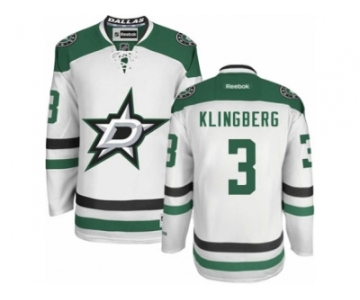 Men's Reebok Dallas Stars #3 John Klingberg Authentic White Away NHL Jersey