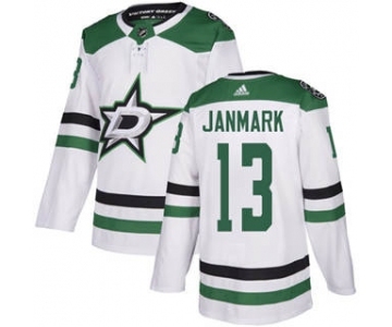 Men's Stars #13 Mattias Janmark White Road Authentic Stitched Hockey Jersey