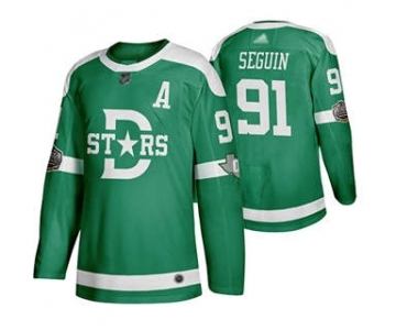 Men's Stars #91 Tyler Seguin Green Authentic 2020 Winter Classic Stitched Hockey Jersey