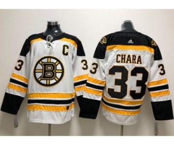 Men Adidas Boston Bruins #33 Zdeno Chara White Road Authentic Stitched NHL Jersey