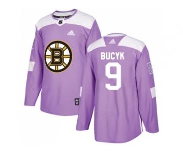 Men Adidas Boston Bruins #9 Johnny Bucyk Purple Authentic Fights Cancer Stitched NHL Jersey