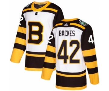 Men's Adidas Boston Bruins #42 David Backes Authentic White 2019 Winter Classic NHL Jersey
