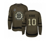 Men's Boston Bruins #10 Anders Bjork Authentic Green Salute to Service 2019 Stanley Cup Final Bound Hockey Jersey