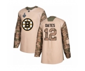 Men's Boston Bruins #12 Adam Oates Authentic Camo Veterans Day Practice 2019 Stanley Cup Final Bound Hockey Jersey
