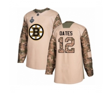 Men's Boston Bruins #12 Adam Oates Authentic Camo Veterans Day Practice 2019 Stanley Cup Final Bound Hockey Jersey